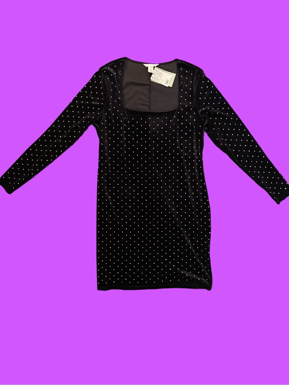 H&M Black Velvet Dress with Silver Stud Detailing
